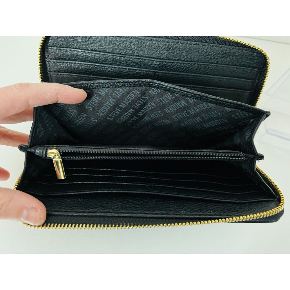 Steve Madden faux black leather zip around wallet - Picture 8 of 10